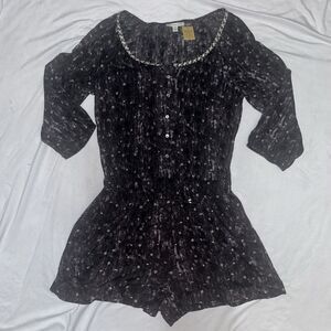 NWT Sz S Small American Eagle Printed Romper 3/4 Sleeves 3A